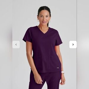 Grey's Anatomy Spandex Stretch Emma 4 Pocket V-neck Scrub Top Size Medium